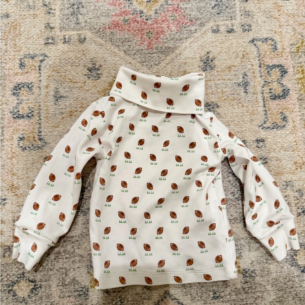 Little English Kids' White Turtleneck Shirt with Football Print